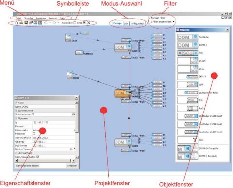 Programmoberfläche D1 Designer